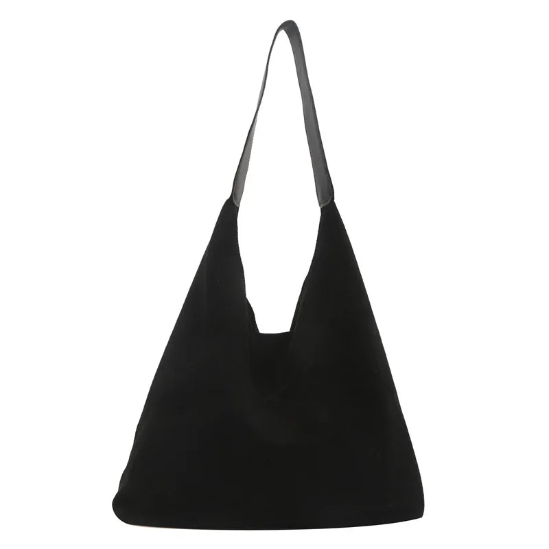 Large Capacity Student Tote Bag Women's 2025 New Fashion Simple Casual Underarm Bag Canvas Street Trend Magnetic Buckle Handbag