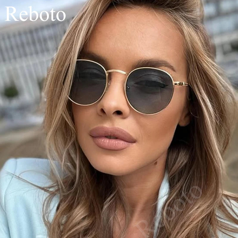 Fashion Classic Round Sunglasses For Women Sexy Small Metal Frame Sun Glasses Ladies Shades Trends Summer Unique Eyewear Men
