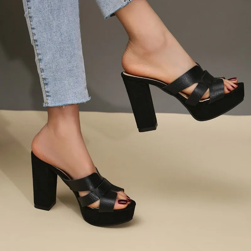 2025 Summer New Style Women's Shoes High Heel Platform Versatile Material Round Toe Neutral Design Женские Новые Туфли