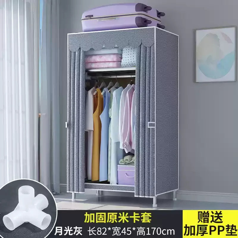 ‌Portable Fabric Closet, Multi-Tier Steel Wardrobe, Rust-Resistant Compact Cabinet Waterproof Storage Organizer with Multi-Color