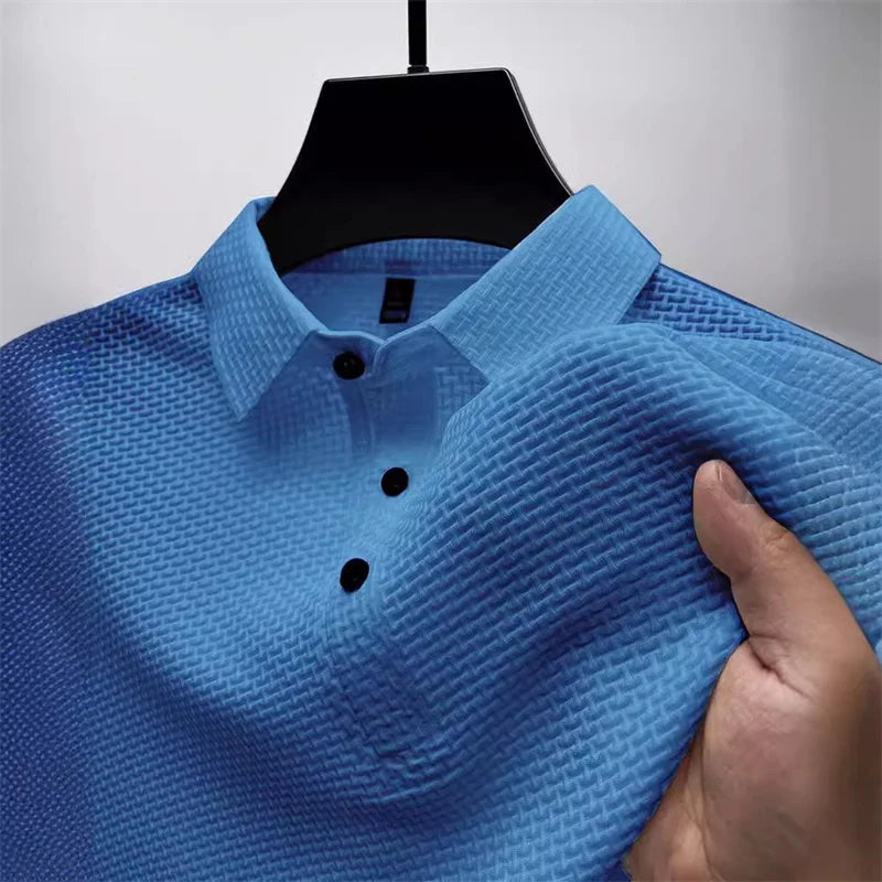 Summer men's loose and comfortable short-sleeved polo shirt ice silk breathable business fashion T-shirt high quality clothing