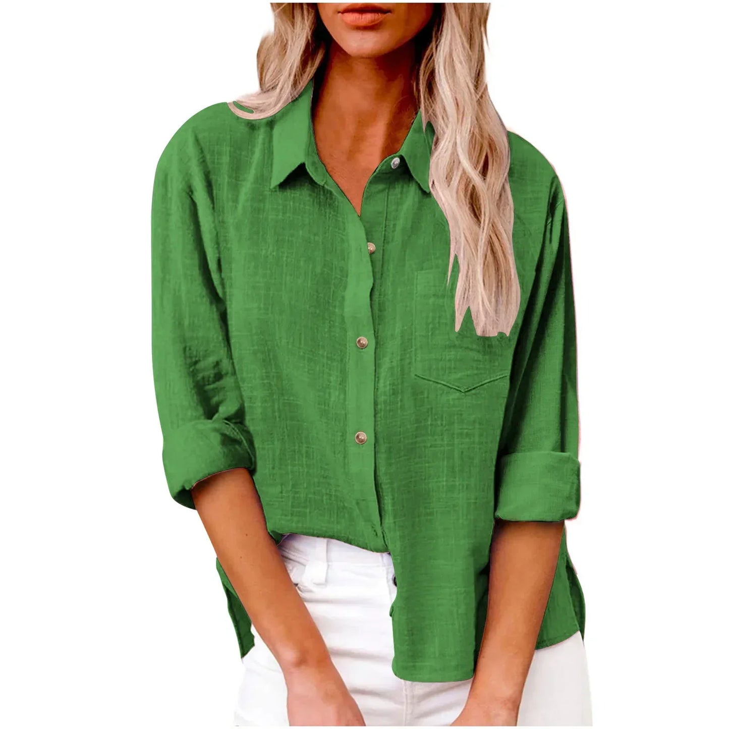 Cotton Linen Long Sleeve Shirts for Women T Shirt