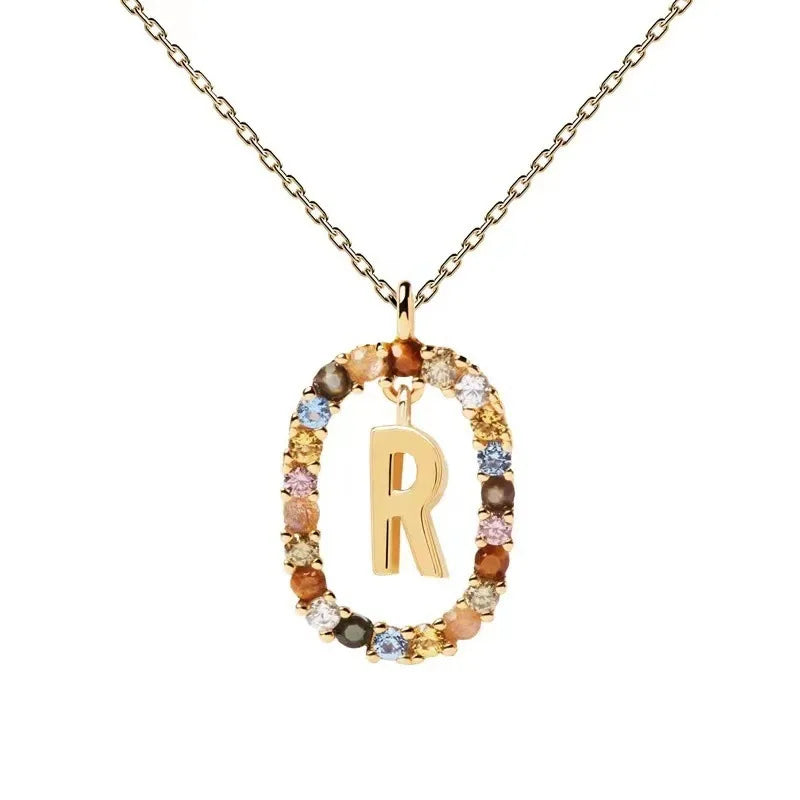 Creative A-Z Letter Pendant Women's Necklace Sweet Versatile Adjustable Chain Lobster Clasp Colorful Jewelry Popular 2026 Gift