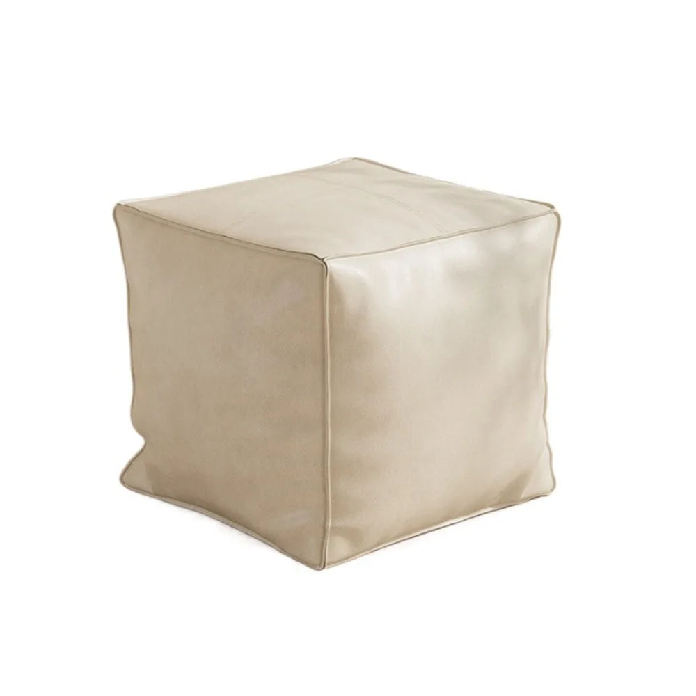 Nordic Style Non-Slip Storage Stool Large Capacity Waterproof PU Leather Ottoman Thicken Stackable Leather Pouf Living Room
