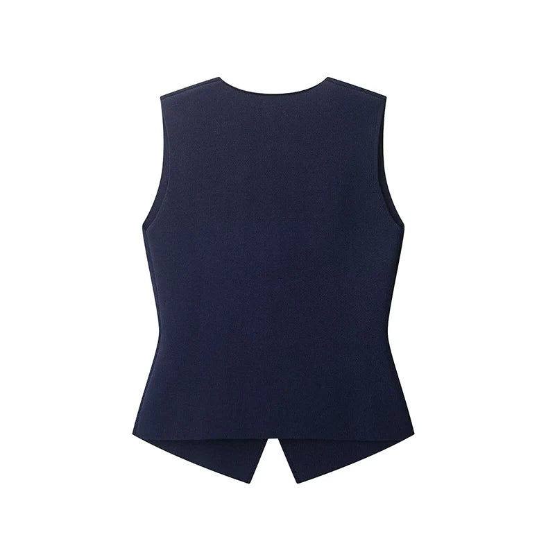 Willshela Women Fashion Solid Single Breasted Knitted Vest Tank Tops Vintage V-Neck Sleeveless Female Chic Lady Top