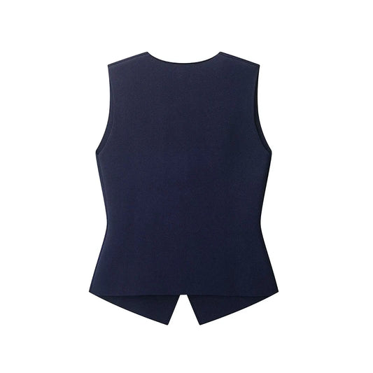 Willshela Women Fashion Solid Single Breasted Knitted Vest Tank Tops Vintage V-Neck Sleeveless Female Chic Lady Top