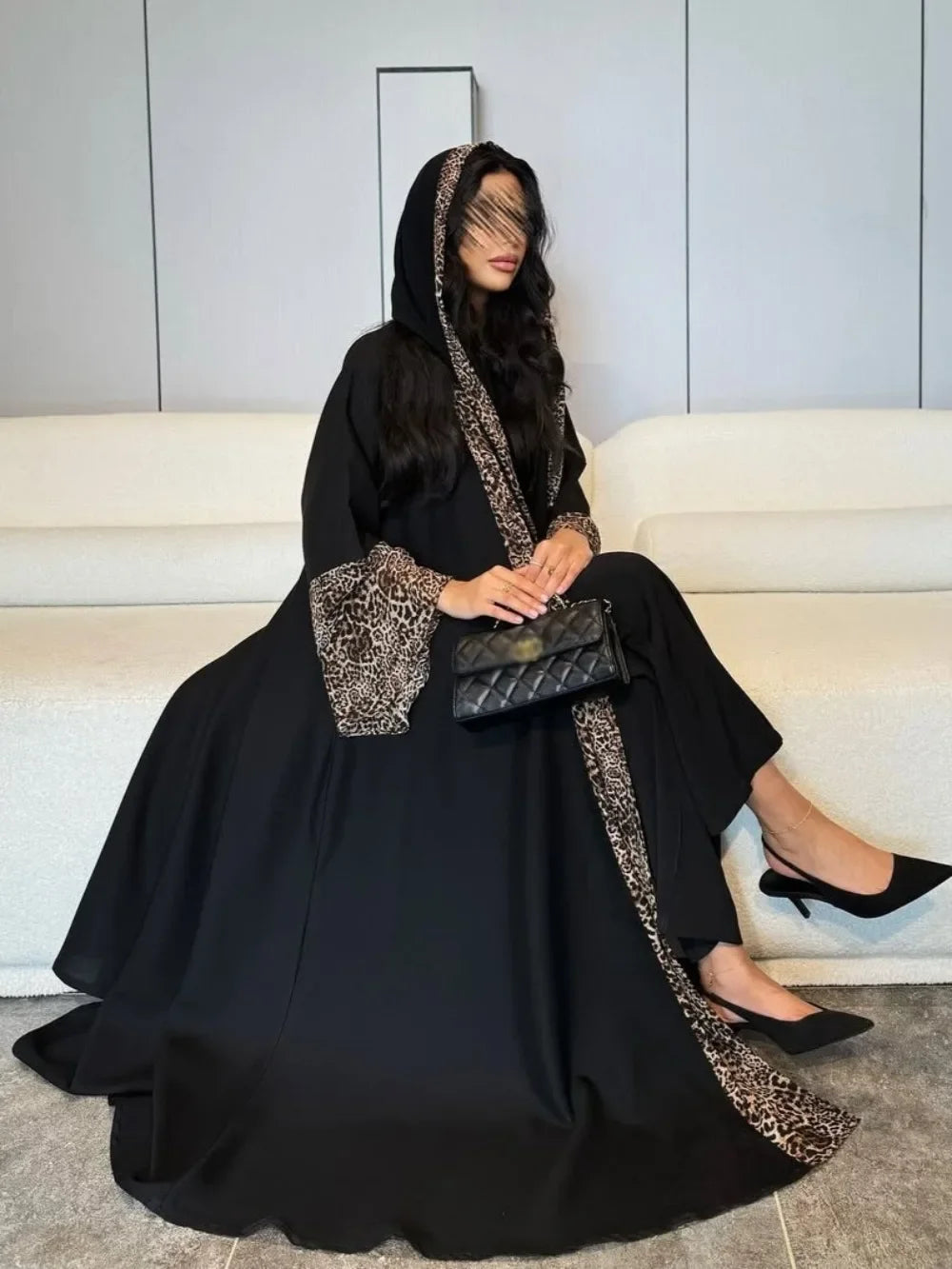 Abaya Leopard Cardigan with Scarf Dress 2026