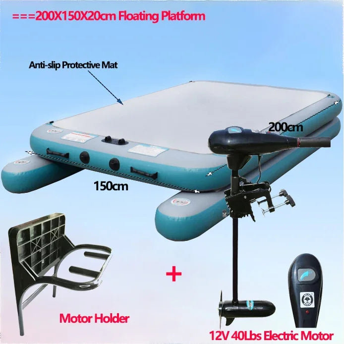 LUYA Fishing Spreader Boat Floating Fishing Platform With Motor Set Water Inflatable Magic Carpet Flatboat (Support DIY Size)
