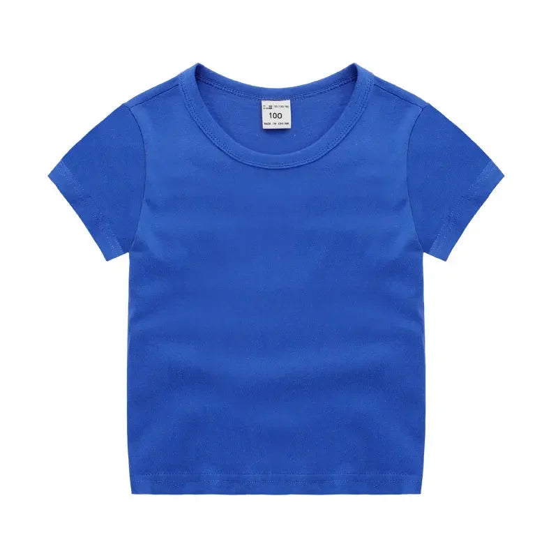 Summer Kids Short Sleeve T-Shirt Toddler Girls Cotton Colour Plain Tee Crewneck Boys T-Shirts Solid Tee Summer Children Clothes
