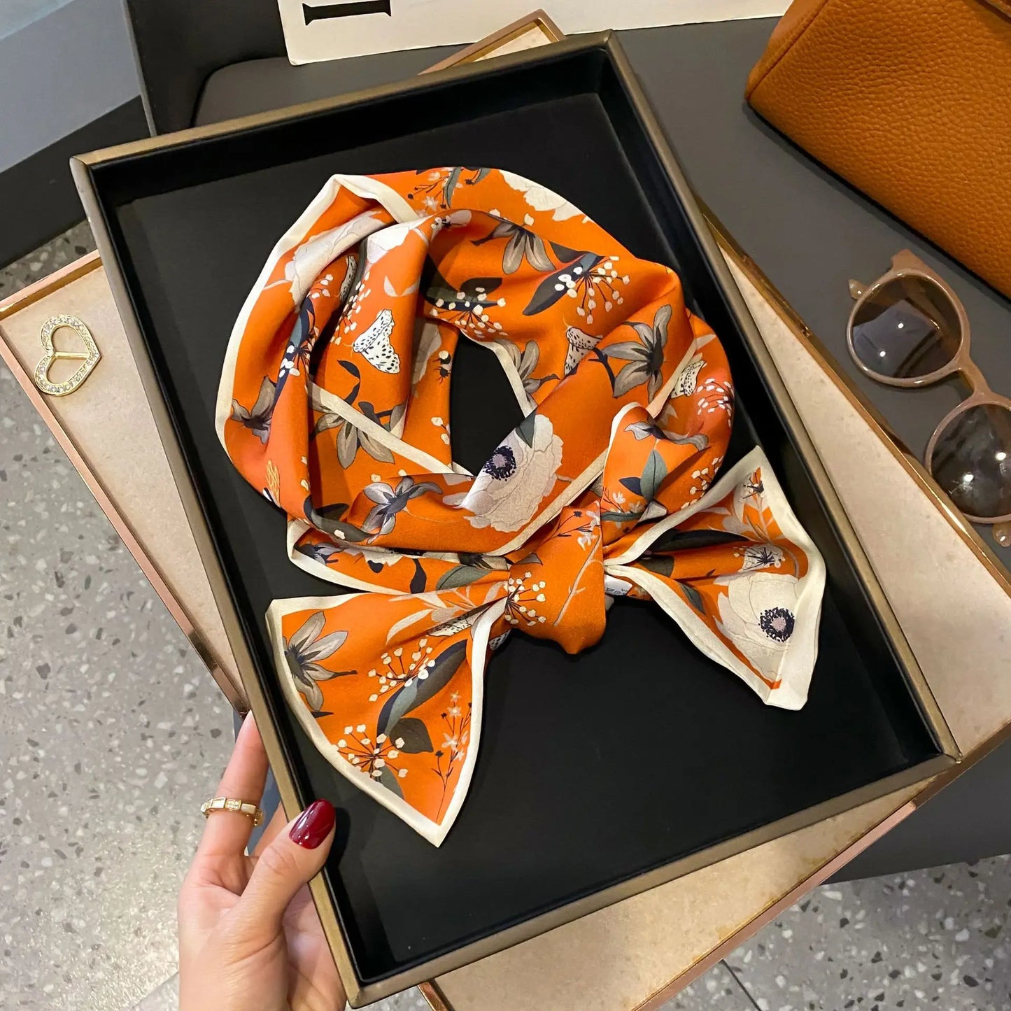 Long Silk Scarf Bag Tie Women Neck Skinny Scarves Hair band Foulard Horse Print Brand Lady Neckerchief Ribbon