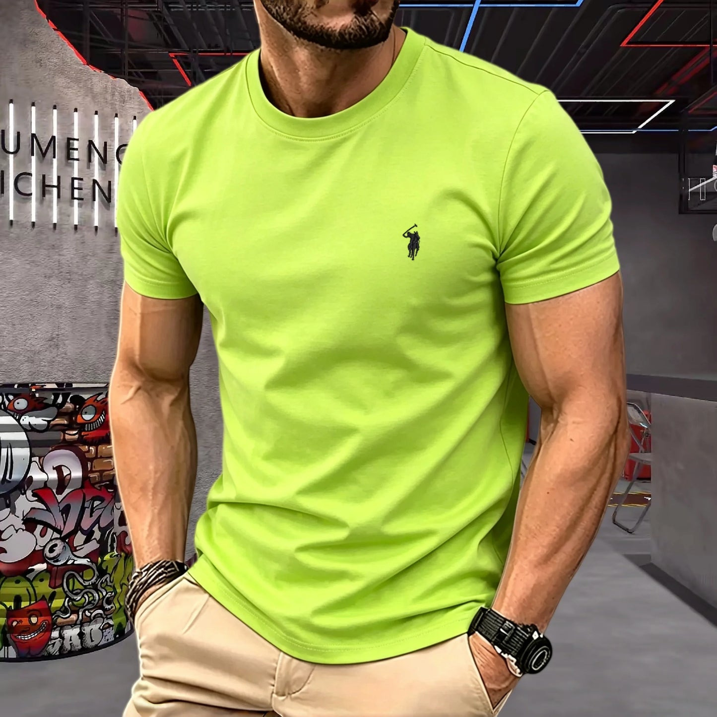 brand round neck short sleeved men's 2026 summer fashion