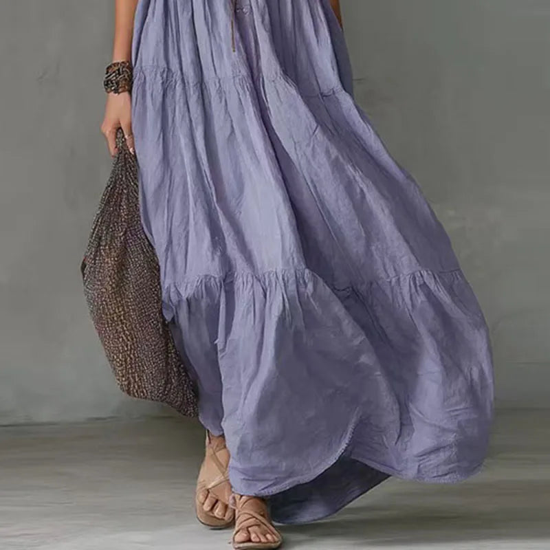 Summer Spaghetti Strap Boho Maxi Dress Woman