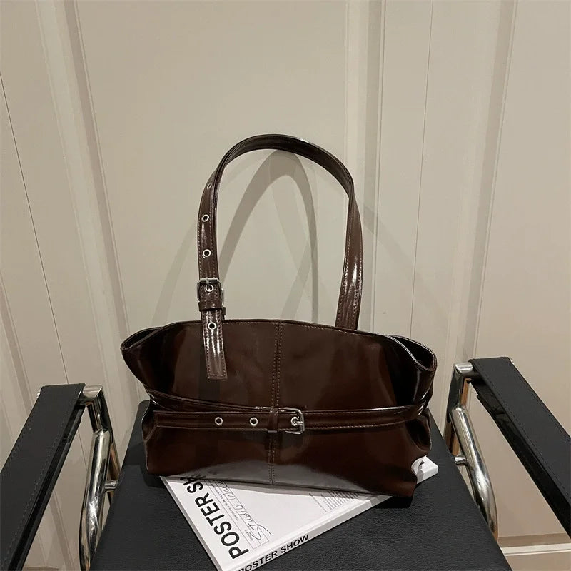 Large Capacity Women's Shoulder Bag Tote Commuter Bag Simple Vintage Cross-Border New Style Bag Versatile Sensation 2025