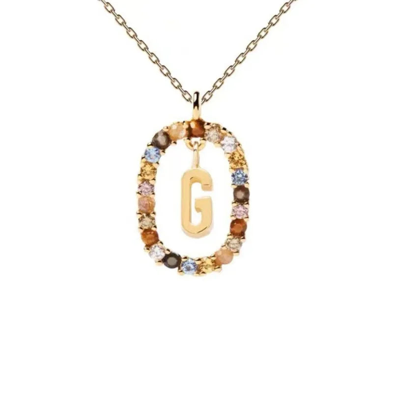 Creative A-Z Letter Pendant Women's Necklace Sweet Versatile Adjustable Chain Lobster Clasp Colorful Jewelry Popular 2026 Gift