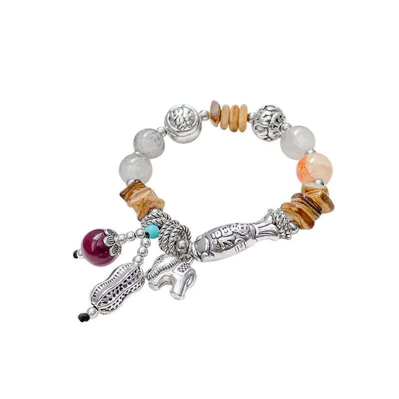 Ethnic Style Natural Stone Elephant Bracelet Women's Light Luxury Niche Refined Vintage Bracelet 2026 New Chinese Style Bracelet