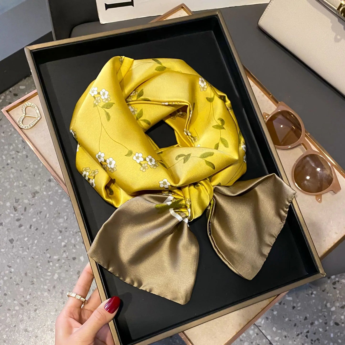 Long Silk Scarf Bag Tie Women Neck Skinny Scarves Hair band Foulard Horse Print Brand Lady Neckerchief Ribbon
