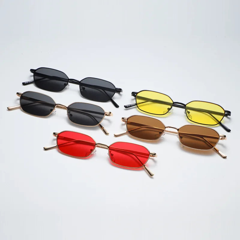 Women  Alloy Frame Rectangle Sun Glasses Female Oval Eyewear Sunglasses for Male Female Eyeglasses