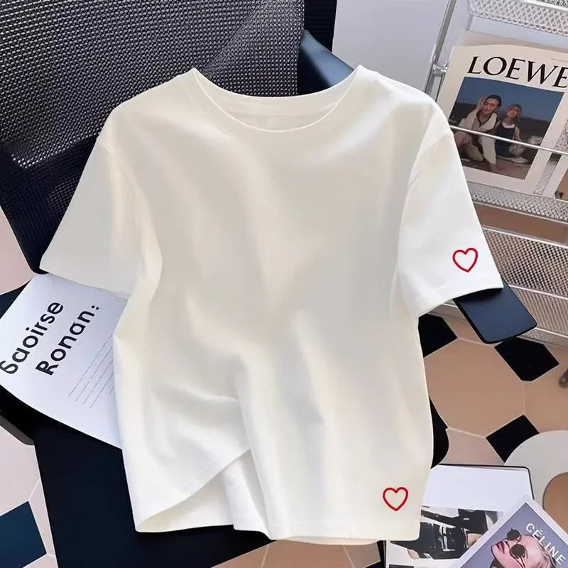 Womens T-shirts Cotton Printing Casual O-Neck Short Sleeve Outdoor Sports Jogging