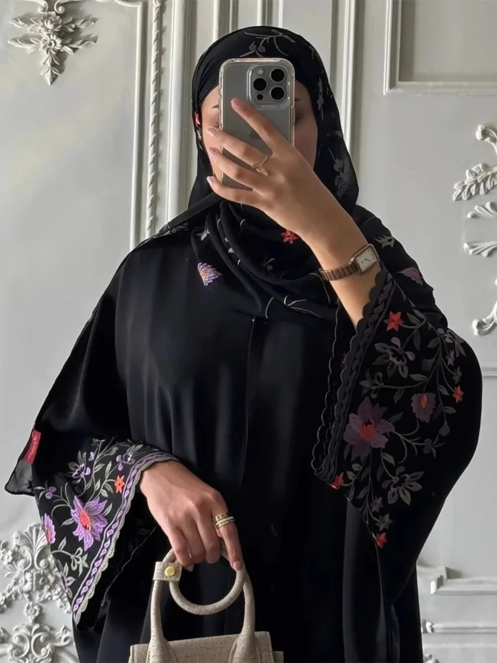 Abaya Party Dress Embroidery Muslim Without Scarf