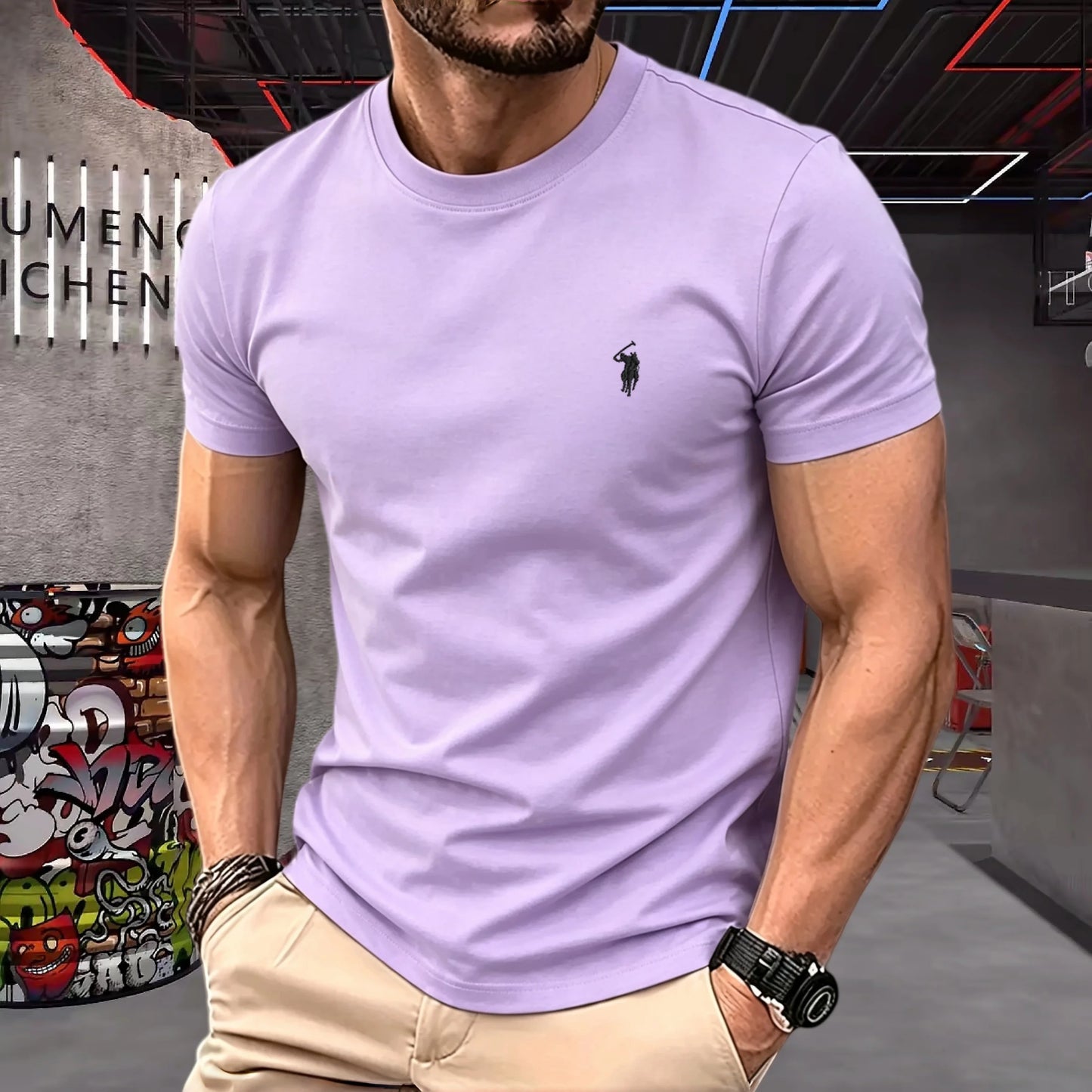 brand round neck short sleeved men's 2026 summer fashion