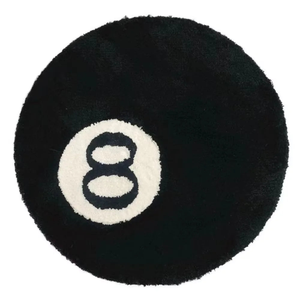 VIKAMA Billiards Black Eight Carpet Warmth Retention & Anti-Slip Bathroom Mat Bedroom Entrance & Bedside Rug Home Decor