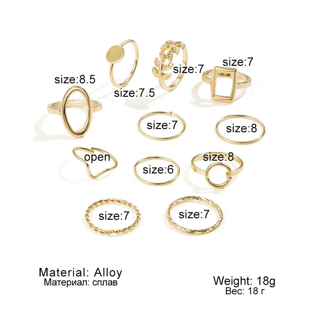 11 Pcs/Set Olive Branch Leaf Rings Set for Women Combination Creative Joint Ring Fashion Party Jewelry Gift