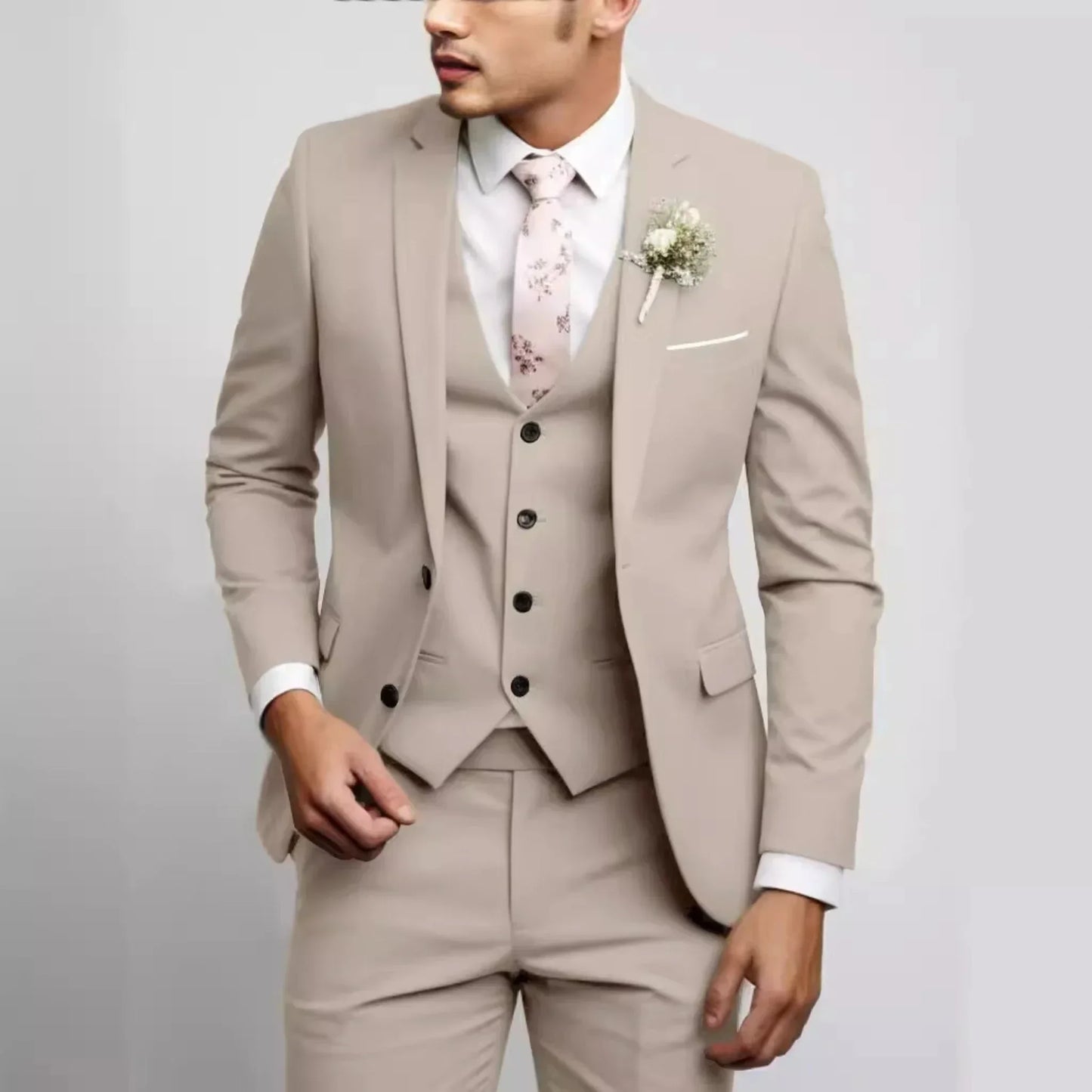Casual Men's Suits  Slim Regular Fit 3 Piece Elegant Tuxedos Notch Lapel Blazer Vest Pants for Evening Party  Formal  Wedding