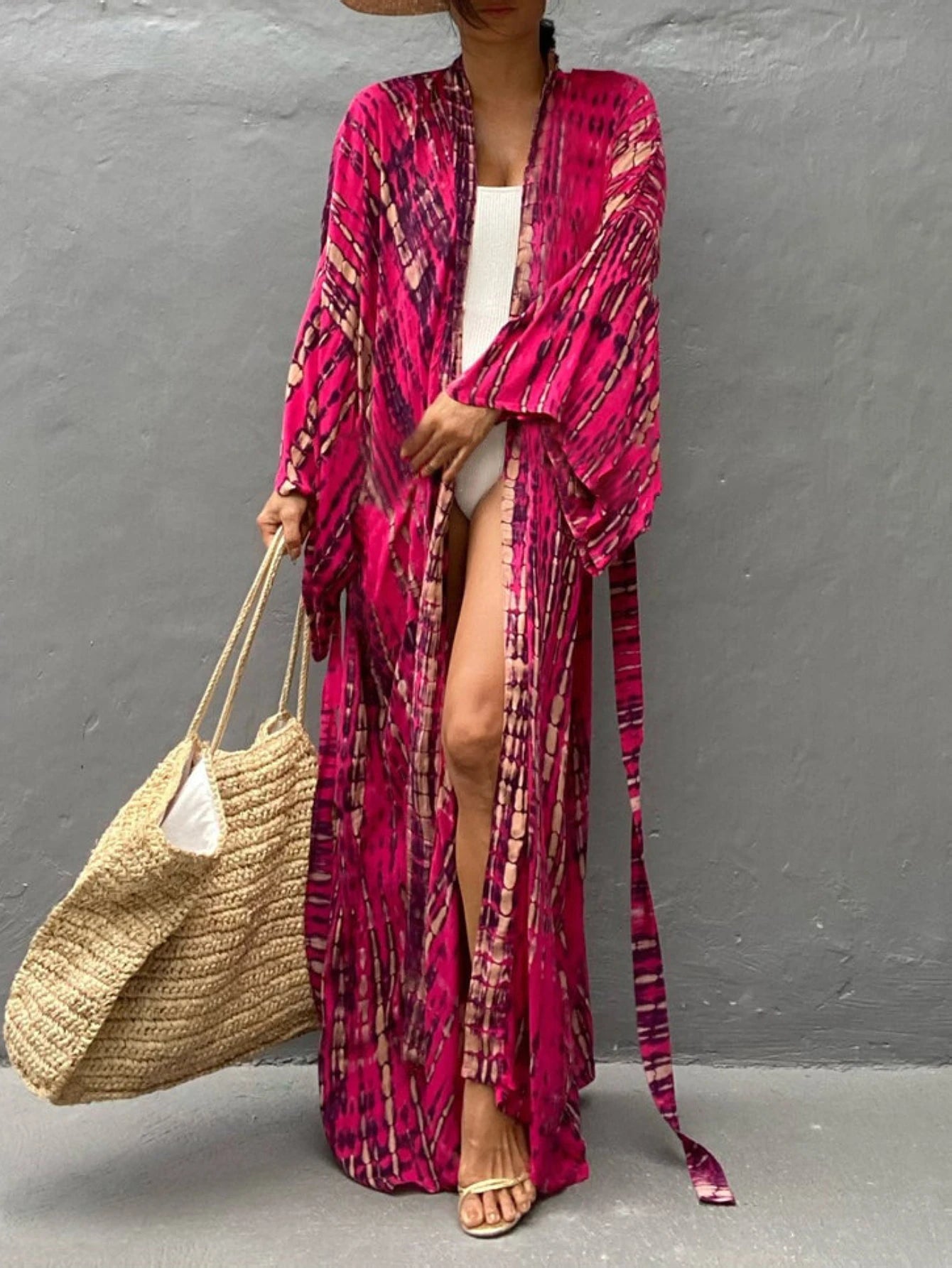 Women's Summer Kaftan Robe Cardigan Ethnic Style Printed Kimono Beach Vacation Casual Loose Large Size Cardigan Bikini Swimsuit