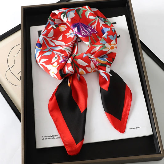 Luxury Popular 70X70CM Shawls Print Headcloth Four Seasons Sunscreen Small Fashion Letter Silk Scarves bandanna foulard