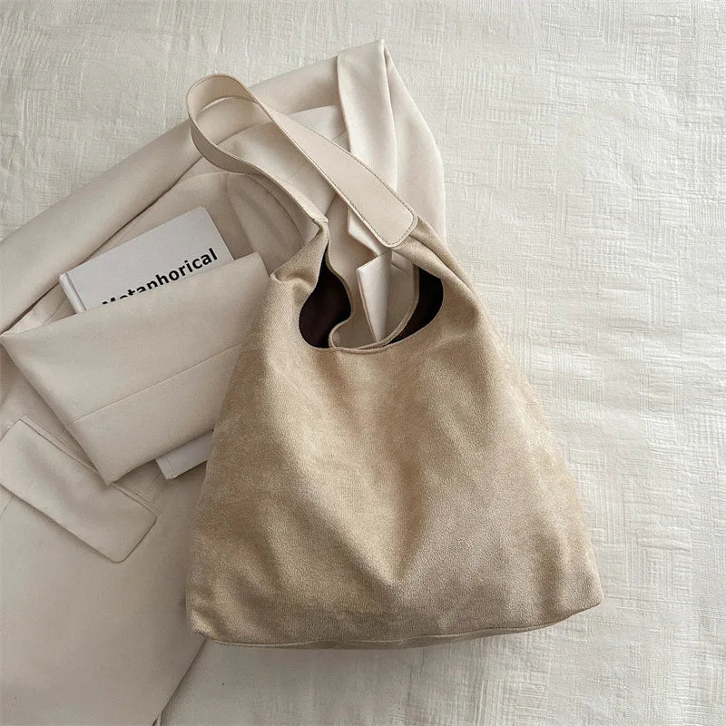Large Capacity Student Tote Bag Women's 2025 New Fashion Simple Casual Underarm Bag Canvas Street Trend Magnetic Buckle Handbag