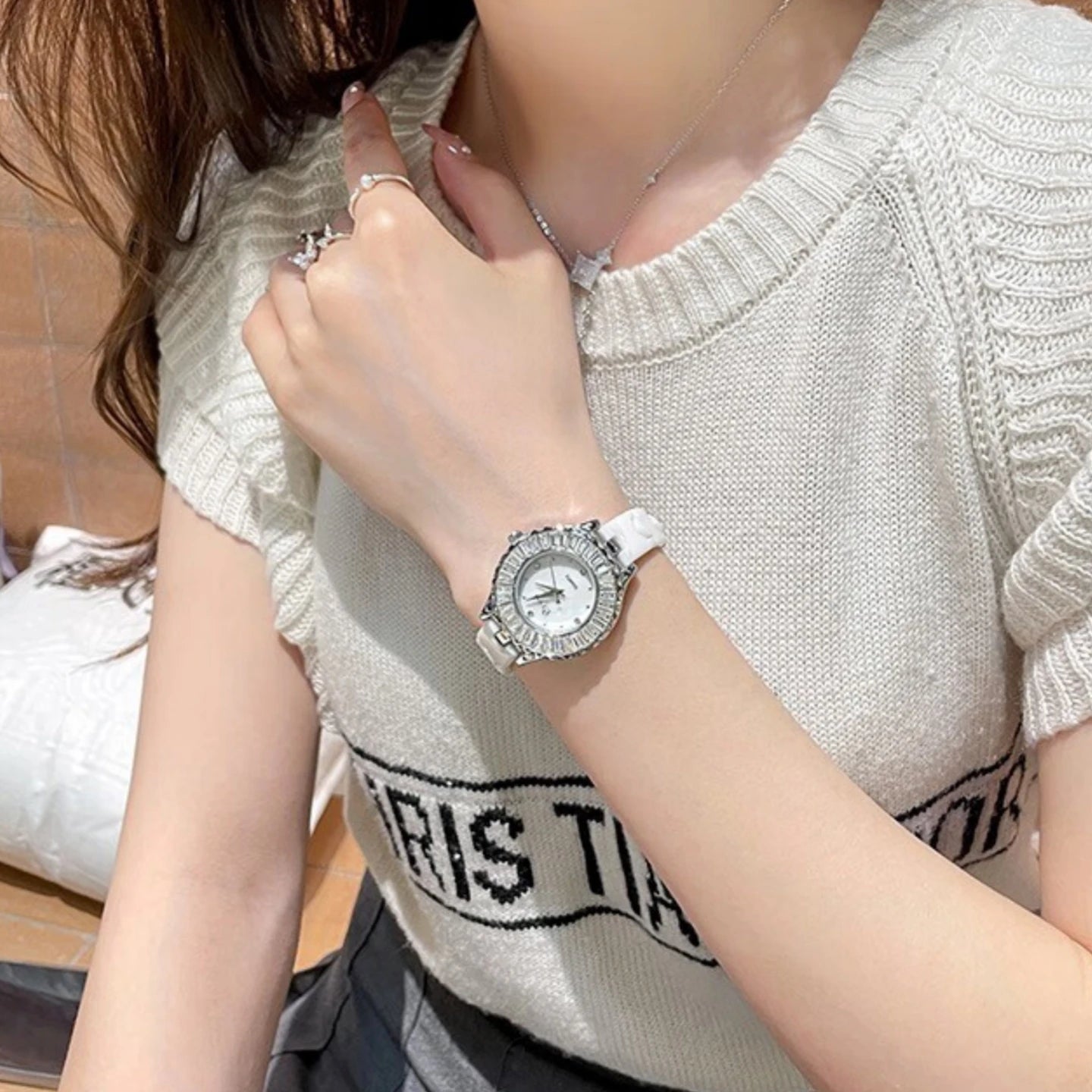 Luxury Fashion Full-Diamond Women’s Watch 2026 New Casual Chic Ceramic-Strap Ladies’ Timepiece Elegant Party Watch for Women